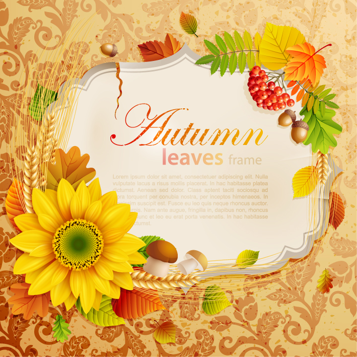 free vector Beautiful autumn leaves frame background 04 vector